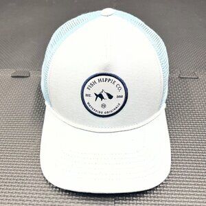 Fish Hippie Co Waterside Originals White & Blue Mesh Trucker Hat Adjustable